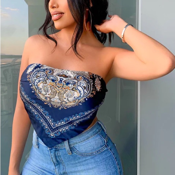 Fashion Nova Tops - Strapless Boho Handkerchief Top